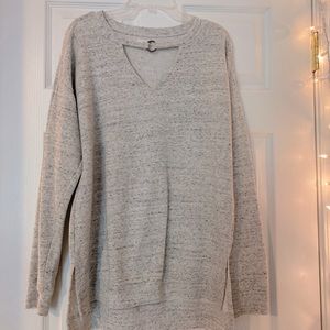 Maurices grey and white oversized long sleeve top